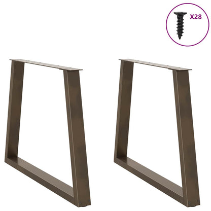 vidaXL Dining Table Legs V-Shape 2 pcs Natural Steel 100x(72-73,3) cm Steel