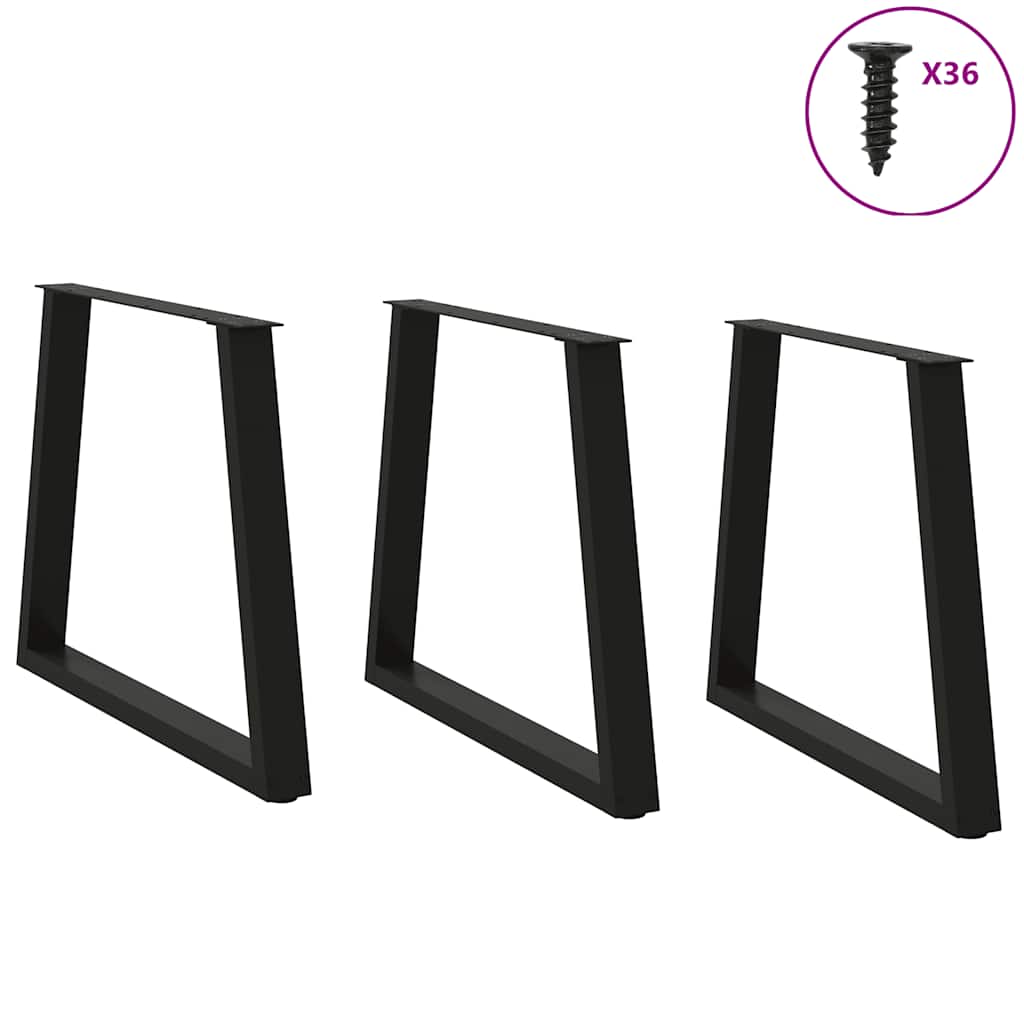 vidaXL Dining Table Legs V-Shape 3 pcs Black 70x(72-73.3) cm Steel