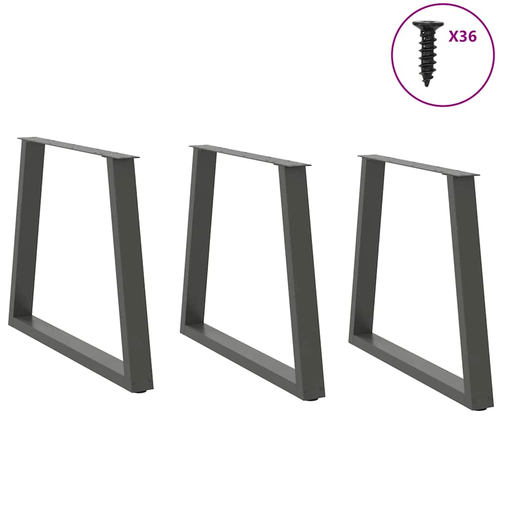 vidaXL Dining Table Legs V-Shape 3 pcs Anthracite 70x(72-73.3) cm Steel