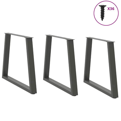 vidaXL Dining Table Legs V-Shape 3 pcs Anthracite 70x(72-73,3) cm Steel