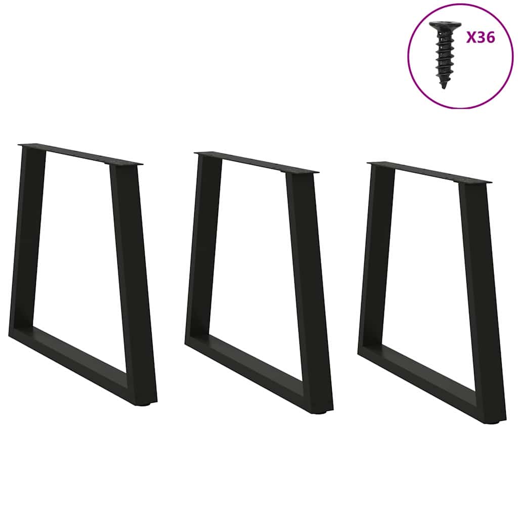 vidaXL Dining Table Legs V-Shape 3 pcs Black 80x(72-73,3) cm Steel