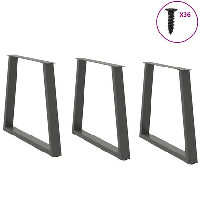 vidaXL Dining Table Legs V-Shape 3 pcs Anthracite 80x(72-73.3) cm Steel