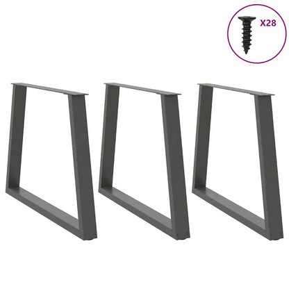 vidaXL Dining Table Legs V-Shape 3 pcs Anthracite 90x(72-73,3) cm Steel