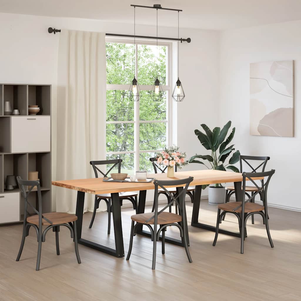 vidaXL Dining Table Legs V-Shape 3 pcs Black 100x(72-73,3) cm Steel