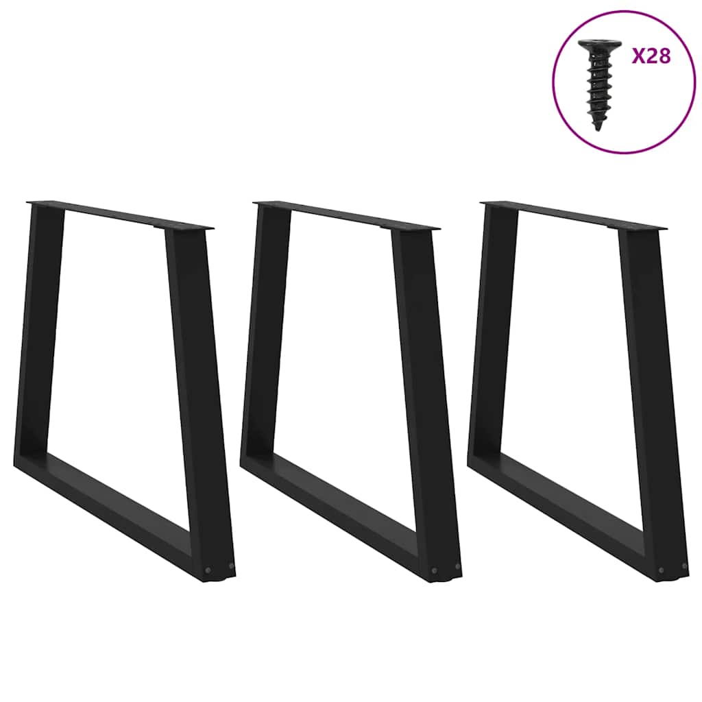 vidaXL Dining Table Legs V-Shape 3 pcs Black 100x(72-73.3) cm Steel