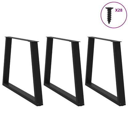 vidaXL Dining Table Legs V-Shape 3 pcs Black 100x(72-73.3) cm Steel