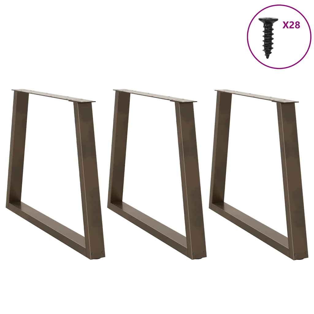 vidaXL Dining Table Legs V-Shape 3 pcs Natural Steel 100x(72-73,3) cm Steel