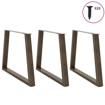 vidaXL Dining Table Legs V-Shape 3 pcs Natural Steel 100x(72-73,3) cm Steel