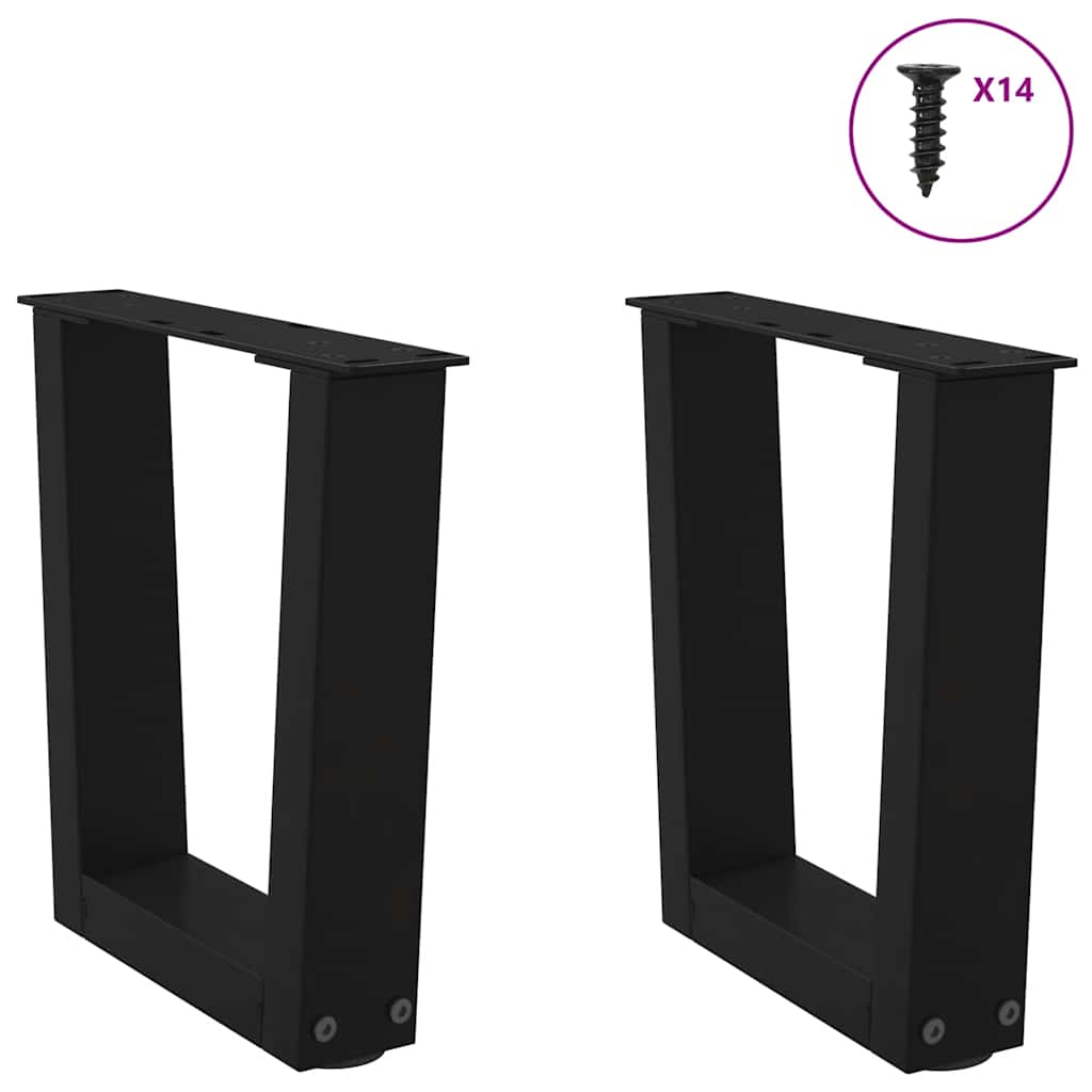 vidaXL Coffee Table Legs V-Shape 2 pcs Black 30x(30-31.3) cm Steel