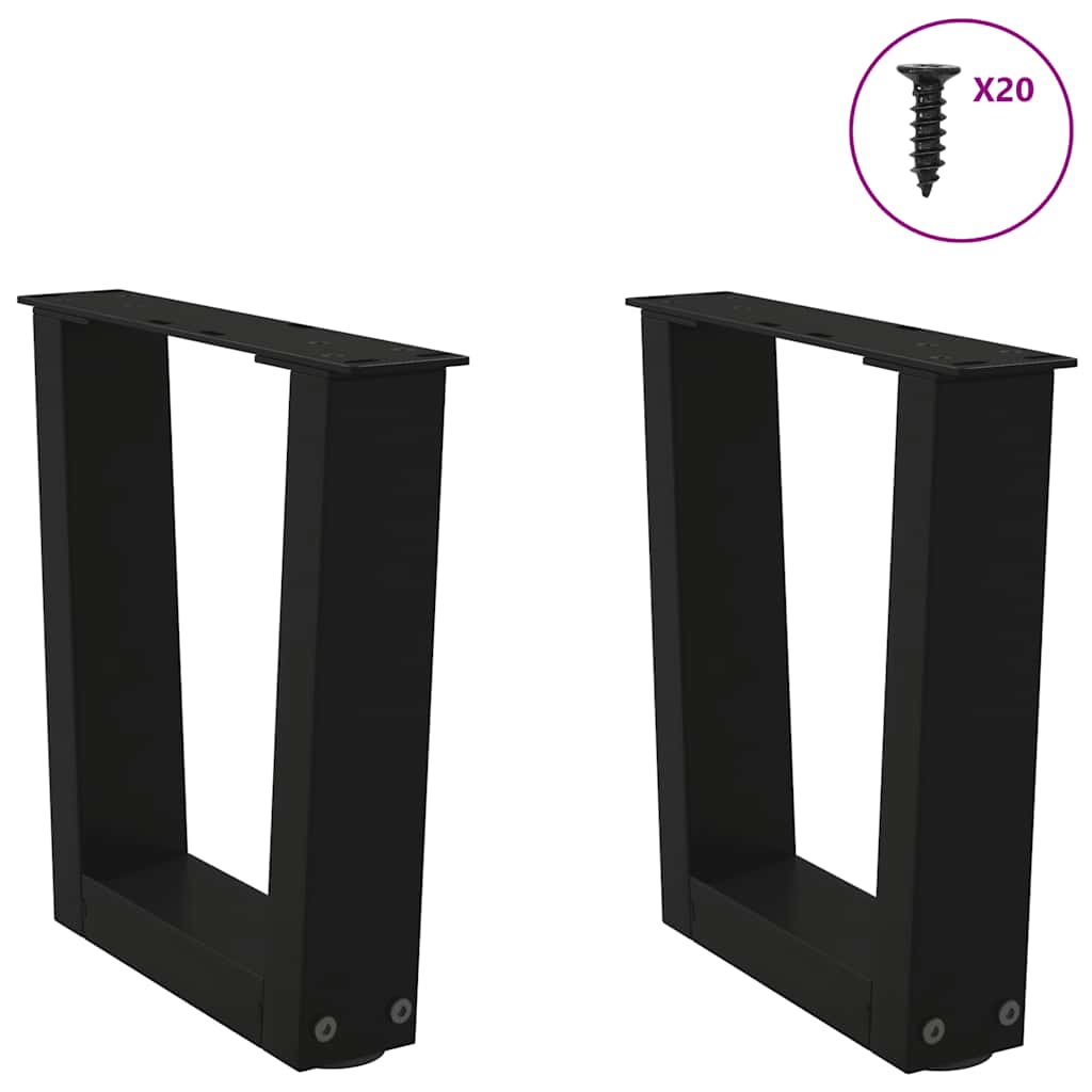 vidaXL Coffee Table Legs V-Shape 2 pcs Black 40x(30-31.3) cm Steel