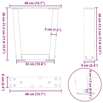 vidaXL Coffee Table Legs V-Shape 2 pcs Anthracite 40x(30-31.3) cm Steel