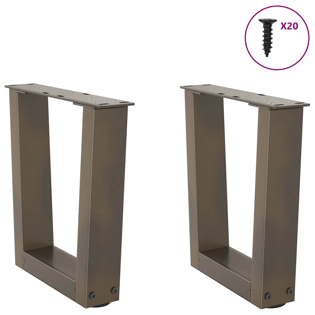 vidaXL Coffee Table Legs V-Shape 2 pcs Natural Steel 40x(30-31.3) cm Steel