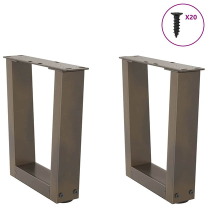 vidaXL Coffee Table Legs V-Shape 2 pcs Natural Steel 40x(30-31.3) cm Steel