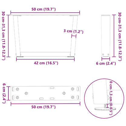 vidaXL Coffee Table Legs V-Shape 2 pcs Anthracite 50x(30-31.3) cm Steel
