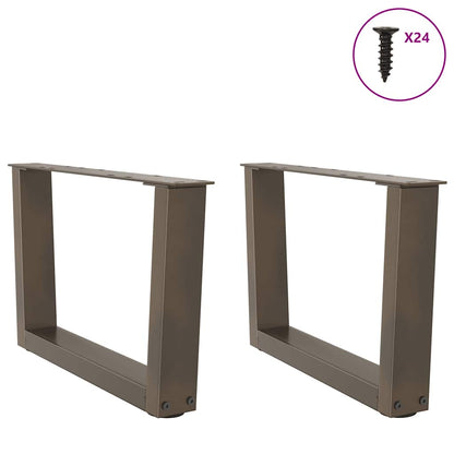 vidaXL Coffee Table Legs V-Shape 2 pcs Natural Steel 50x(30-31.3) cm Steel