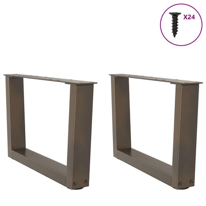 vidaXL Coffee Table Legs V-Shape 2 pcs Natural Steel 60x(30-31,3) cm Steel