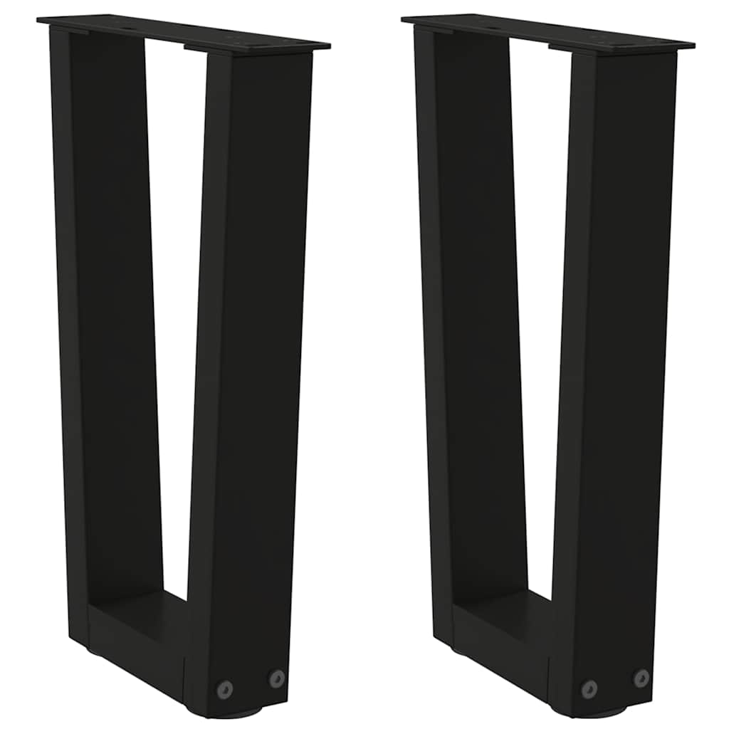 vidaXL Coffee Table Legs V-Shape 2 pcs Black 28x(42-43.3) cm Steel