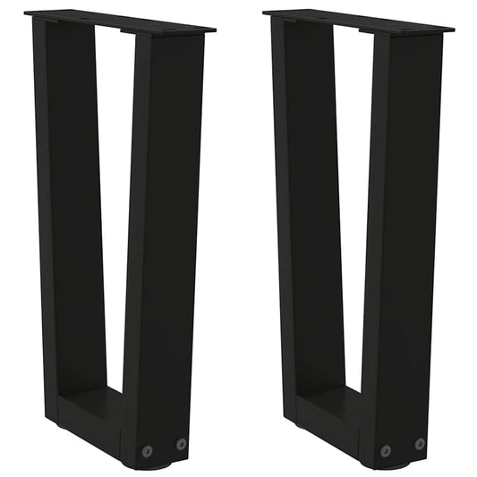 vidaXL Coffee Table Legs V-Shape 2 pcs Black 28x(42-43.3) cm Steel