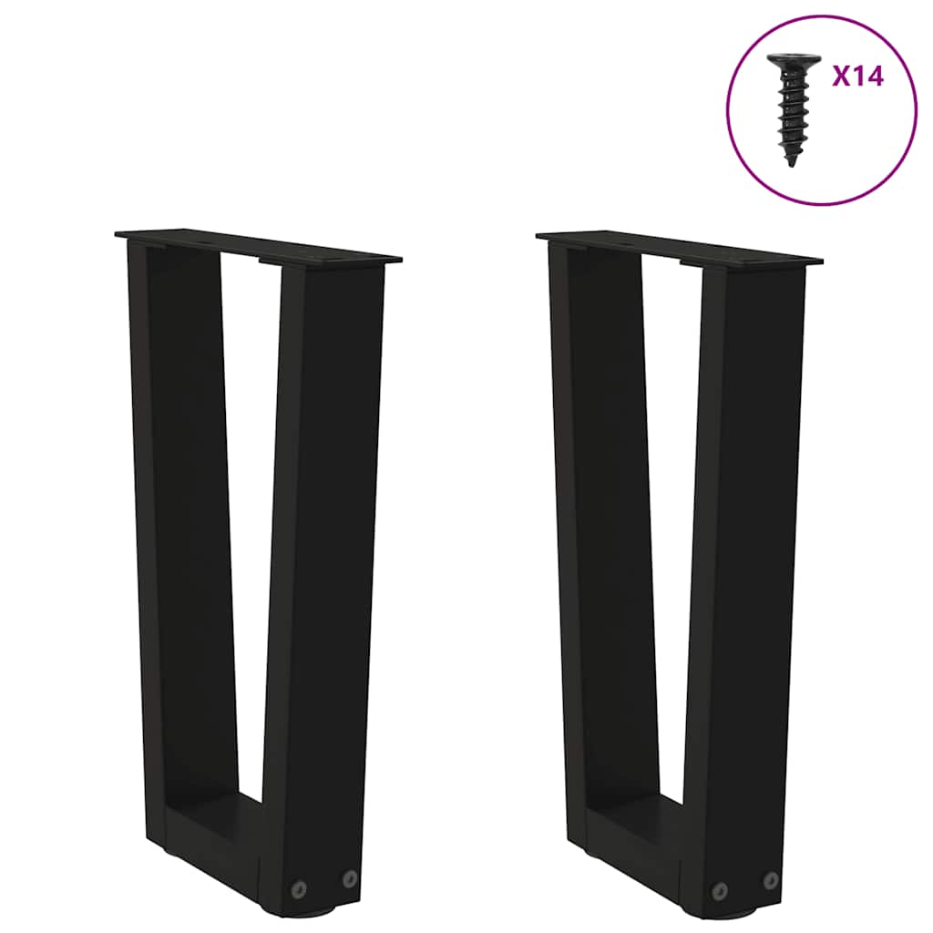 vidaXL Coffee Table Legs V-Shape 2 pcs Black 28x(42-43.3) cm Steel