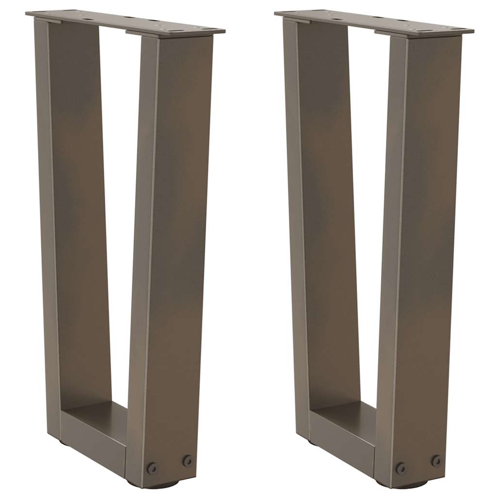 vidaXL Coffee Table Legs V-Shape 2 pcs Natural Steel 28x(42-43.3) cm Steel