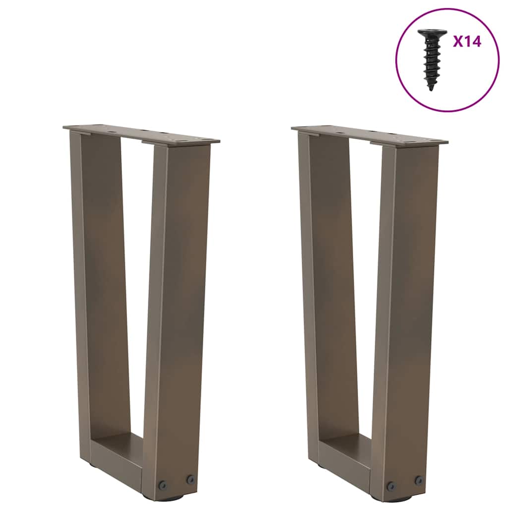 vidaXL Coffee Table Legs V-Shape 2 pcs Natural Steel 28x(42-43.3) cm Steel