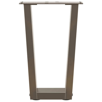 vidaXL Coffee Table Legs V-Shape 2 pcs Natural Steel 28x(42-43.3) cm Steel