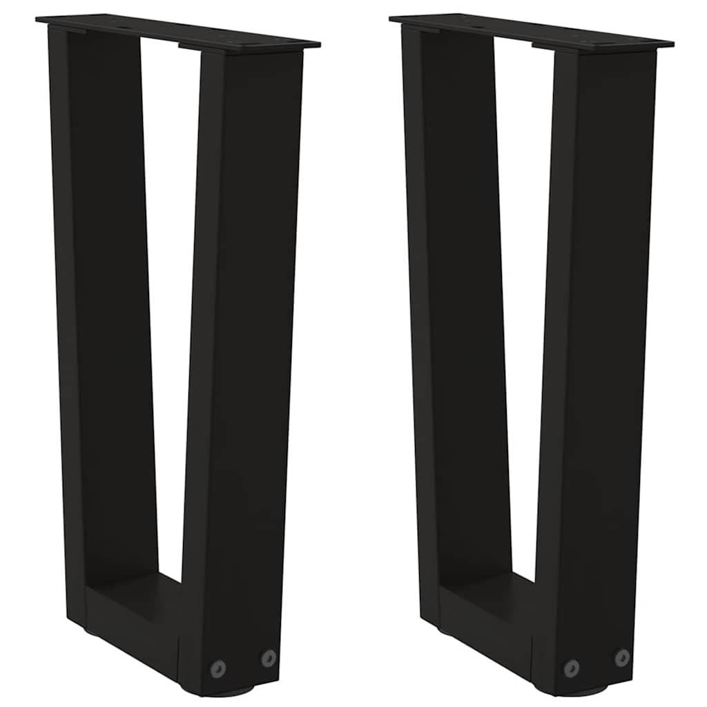 vidaXL Coffee Table Legs V-Shape 2 pcs Black 38x(42-43.3) cm Steel