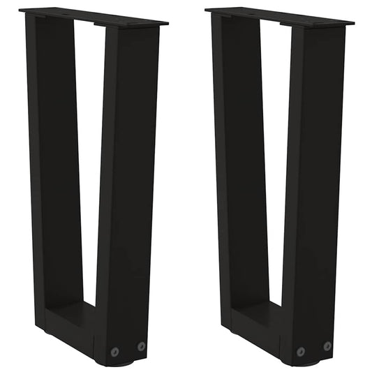 vidaXL Coffee Table Legs V-Shape 2 pcs Black 38x(42-43.3) cm Steel