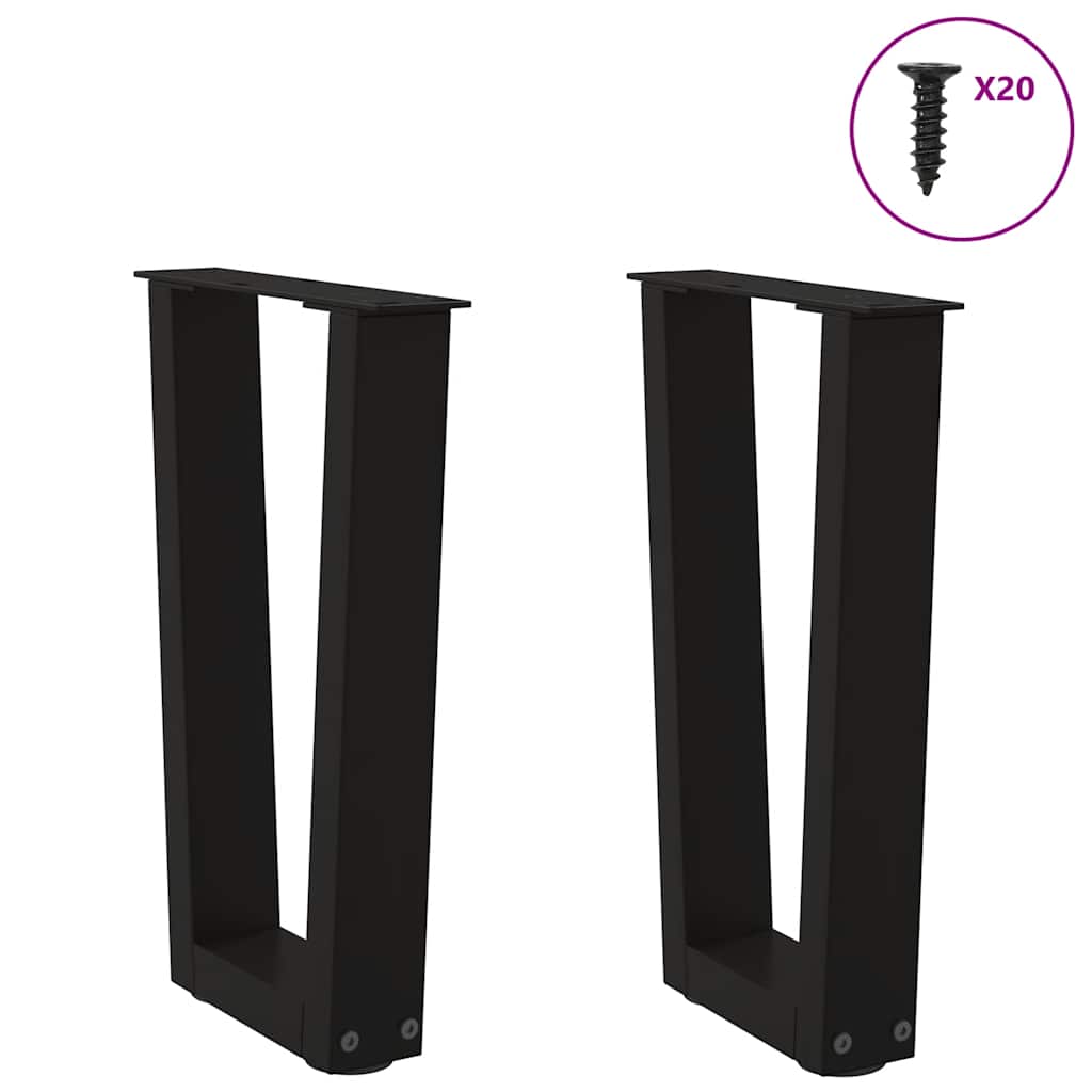 vidaXL Coffee Table Legs V-Shape 2 pcs Black 38x(42-43,3) cm Steel