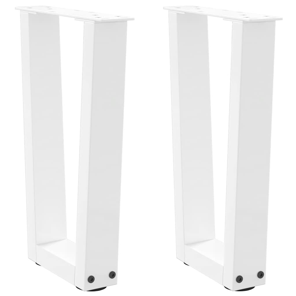 vidaXL Coffee Table Legs V-Shape 2 pcs White 38x(42-43.3) cm Steel