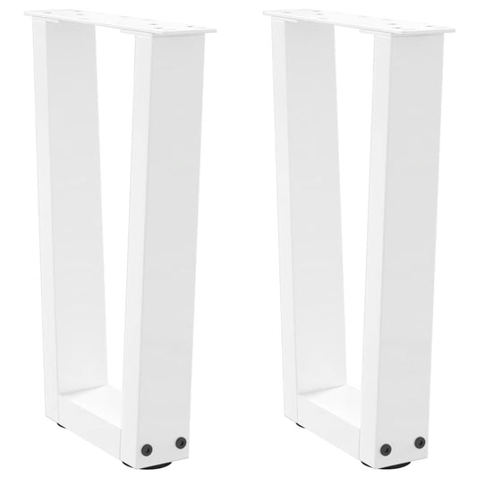 vidaXL Coffee Table Legs V-Shape 2 pcs White 38x(42-43.3) cm Steel