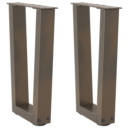 vidaXL Coffee Table Legs V-Shape 2 pcs Natural Steel 38x(42-43.3) cm Steel