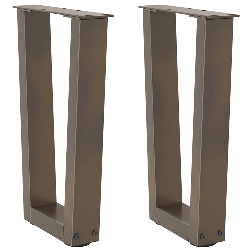 vidaXL Coffee Table Legs V-Shape 2 pcs Natural Steel 38x(42-43,3) cm Steel