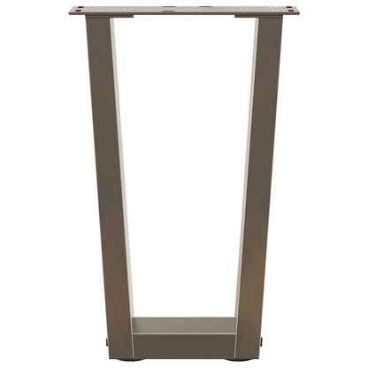 vidaXL Coffee Table Legs V-Shape 2 pcs Natural Steel 38x(42-43.3) cm Steel