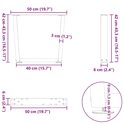 vidaXL Coffee Table Legs V-Shape 2 pcs Anthracite 50x(42-43.3) cm Steel