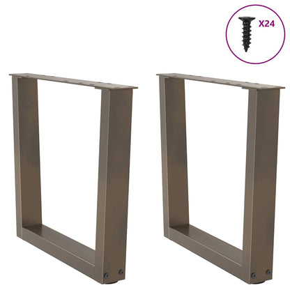 vidaXL Coffee Table Legs V-Shape 2 pcs Natural Steel 50x(42-43,3) cm Steel