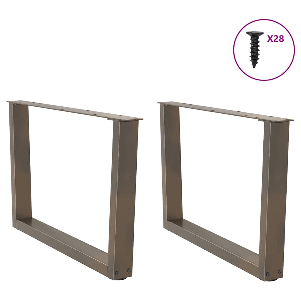 vidaXL Coffee Table Legs V-Shape 2 pcs Natural Steel 70x(42-43.3) cm Steel