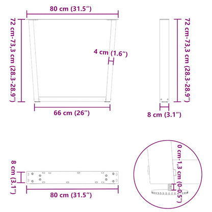 vidaXL Dining Table Legs V-Shape 2 pcs Anthracite 80x(72-73.3) cm Steel