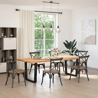 vidaXL Dining Table Legs V-Shape 2 pcs Black 90x(72-73.3) cm Steel