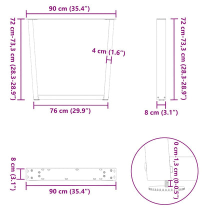 vidaXL Dining Table Legs V-Shape 2 pcs White 90x(72-73.3) cm Steel