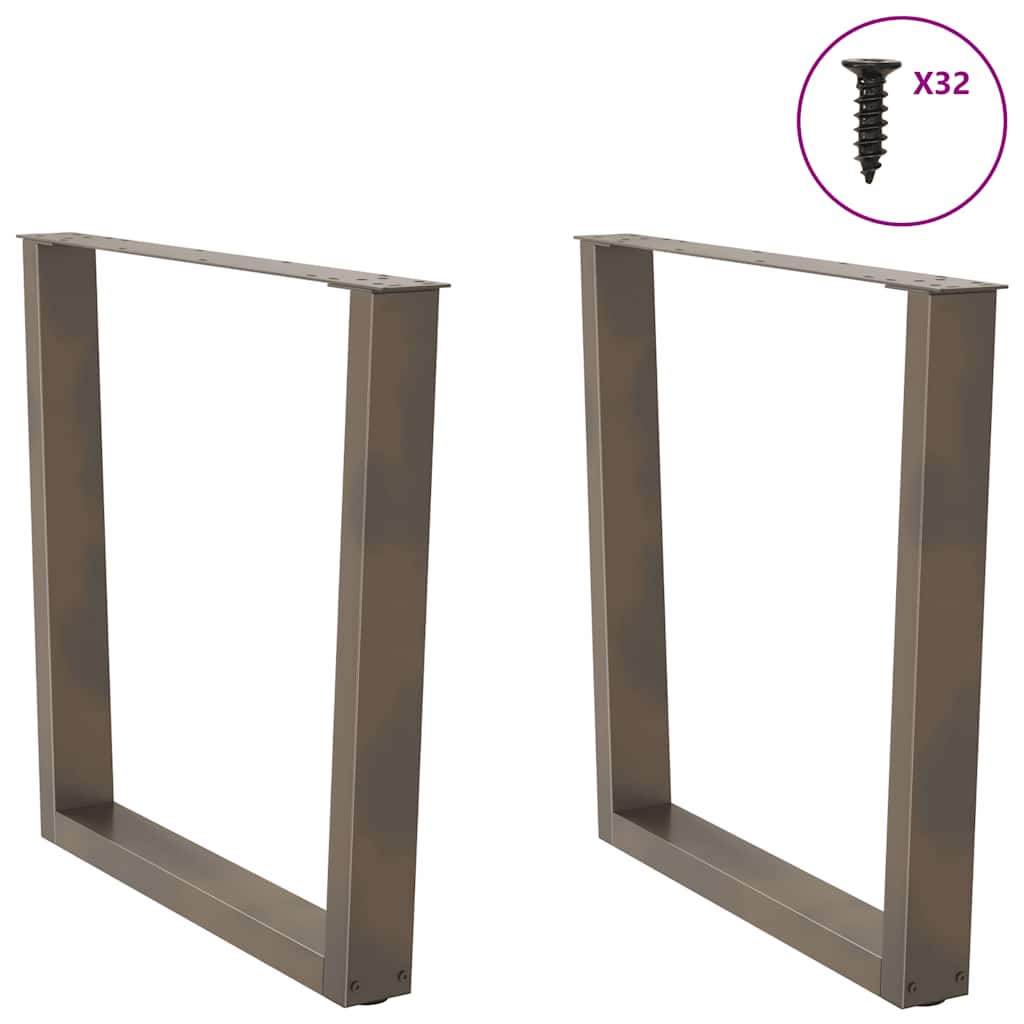 vidaXL Dining Table Legs V-Shape 2 pcs Natural Steel 90x(72-73.3) cm Steel