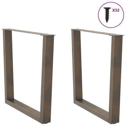 vidaXL Dining Table Legs V-Shape 2 pcs Natural Steel 90x(72-73.3) cm Steel