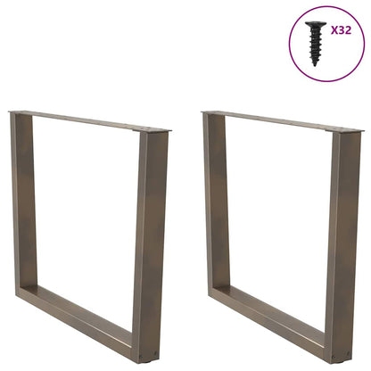 vidaXL Dining Table Legs V-Shape 2 pcs Natural Steel 100x(72-73.3) cm Steel