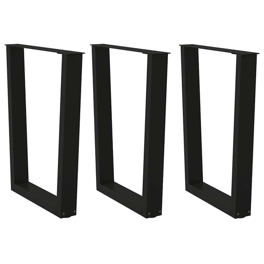 vidaXL Dining Table Legs V-Shape 3 pcs Black 70x(72-73.3) cm Steel