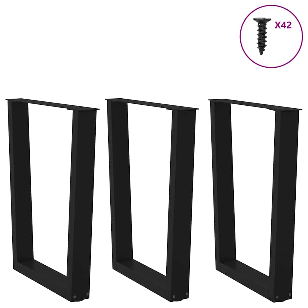 vidaXL Dining Table Legs V-Shape 3 pcs Black 70x(72-73.3) cm Steel