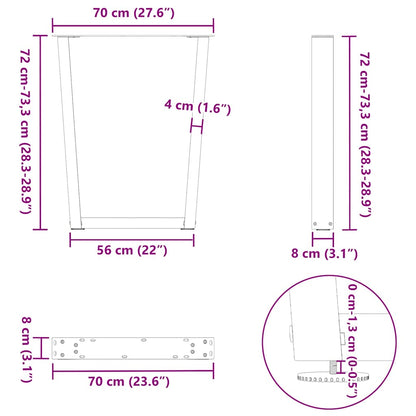 vidaXL Dining Table Legs V-Shape 3 pcs White 70x(72-73.3) cm Steel