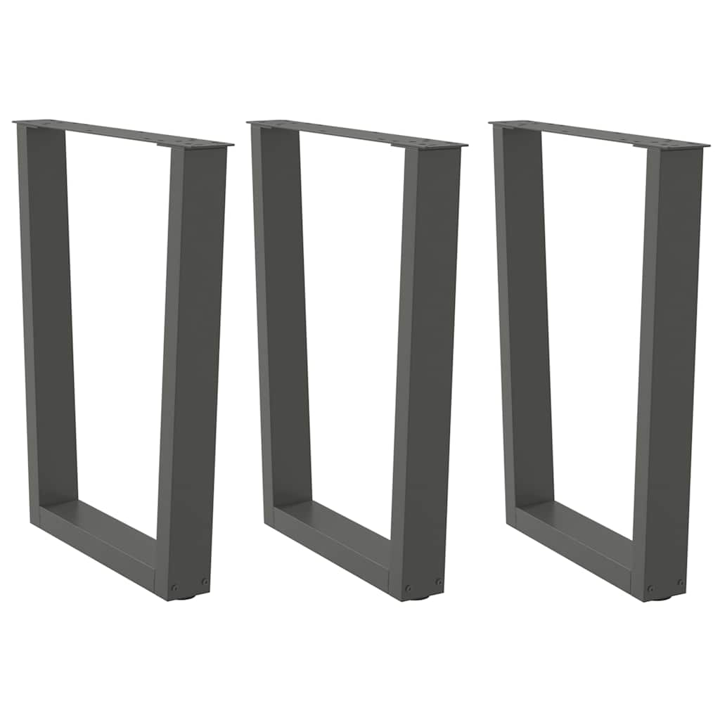 vidaXL Dining Table Legs V-Shape 3 pcs Anthracite 70x(72-73,3) cm Steel