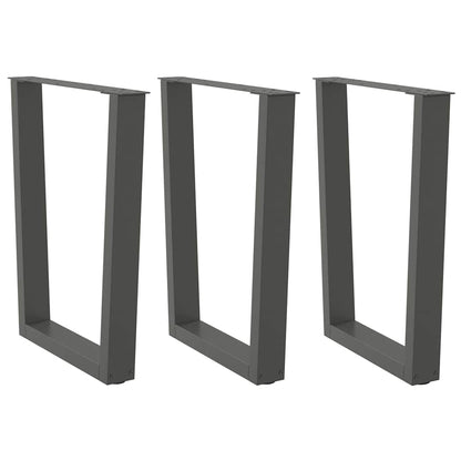 vidaXL Dining Table Legs V-Shape 3 pcs Anthracite 70x(72-73,3) cm Steel