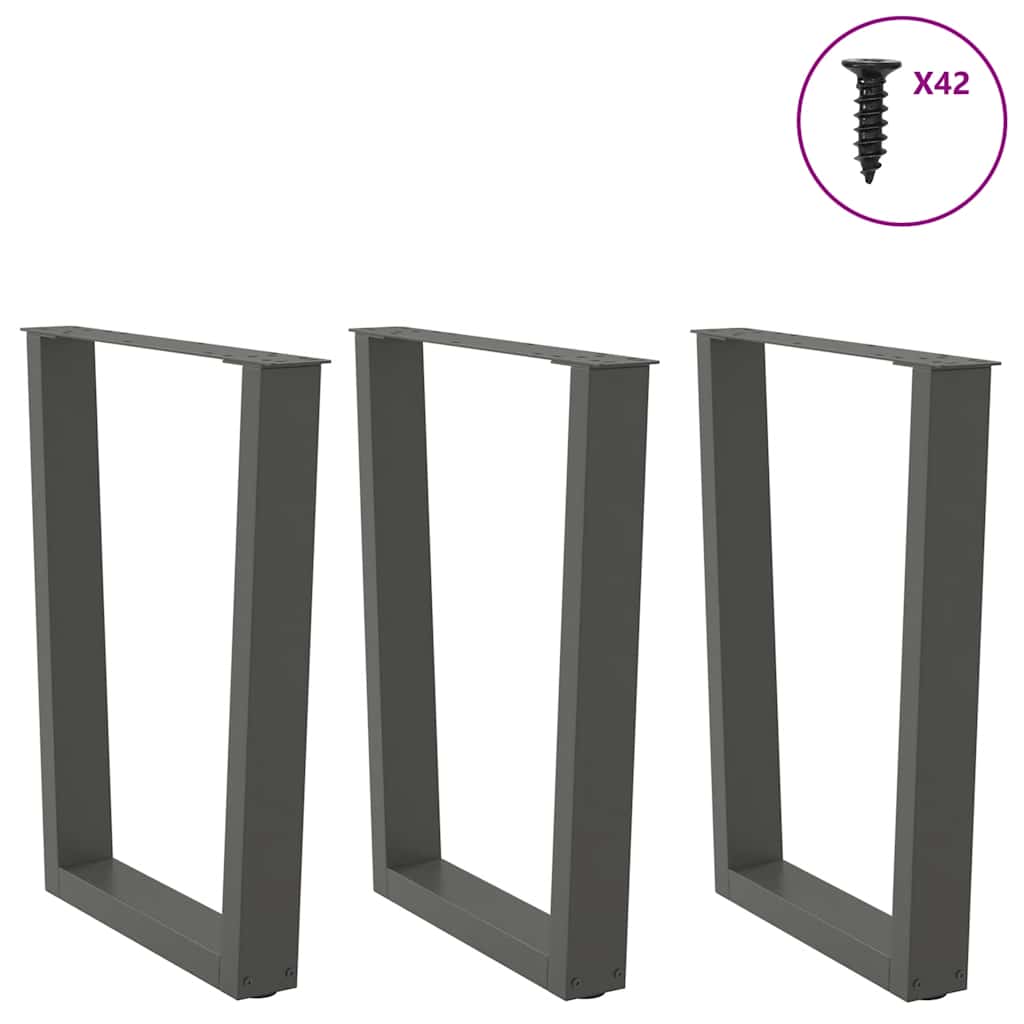 vidaXL Dining Table Legs V-Shape 3 pcs Anthracite 70x(72-73,3) cm Steel