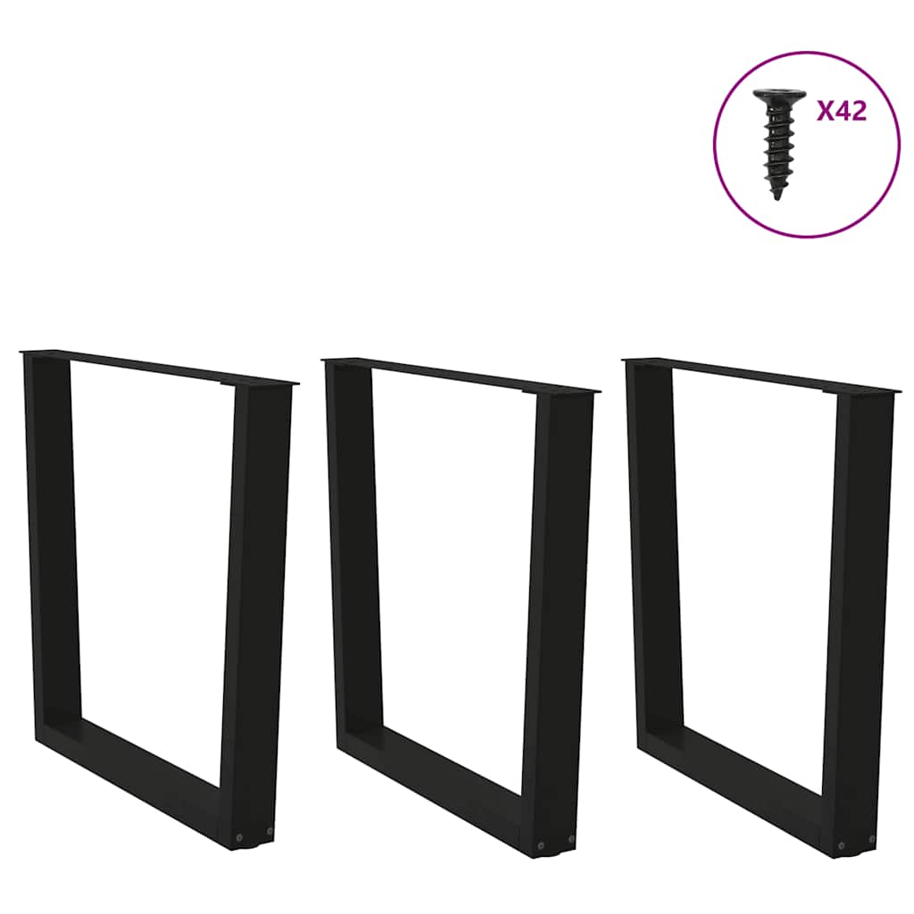 vidaXL Dining Table Legs V-Shape 3 pcs Black 80x(72-73.3) cm Steel